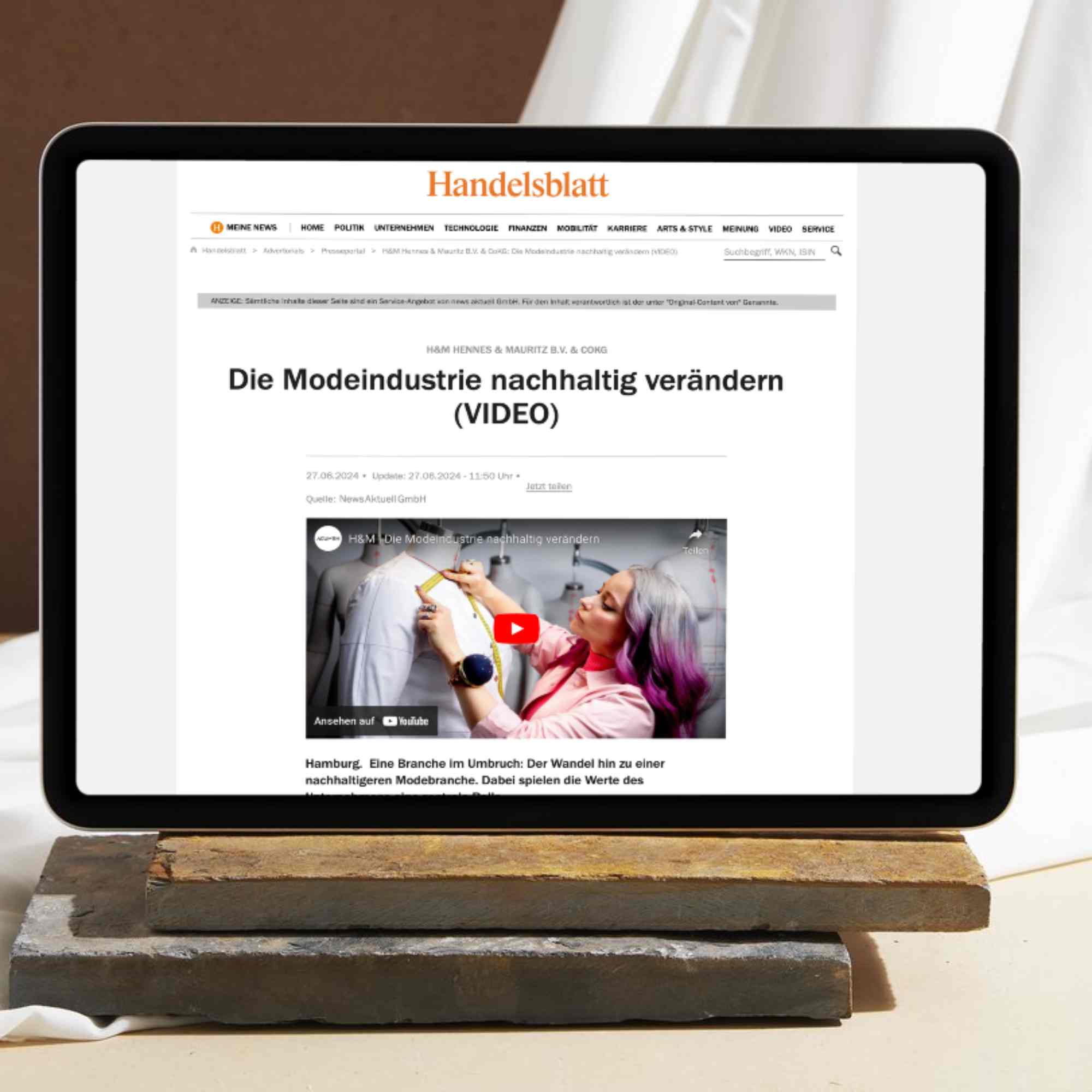 Beispiel: Handelsblatt Advertorial mit Video