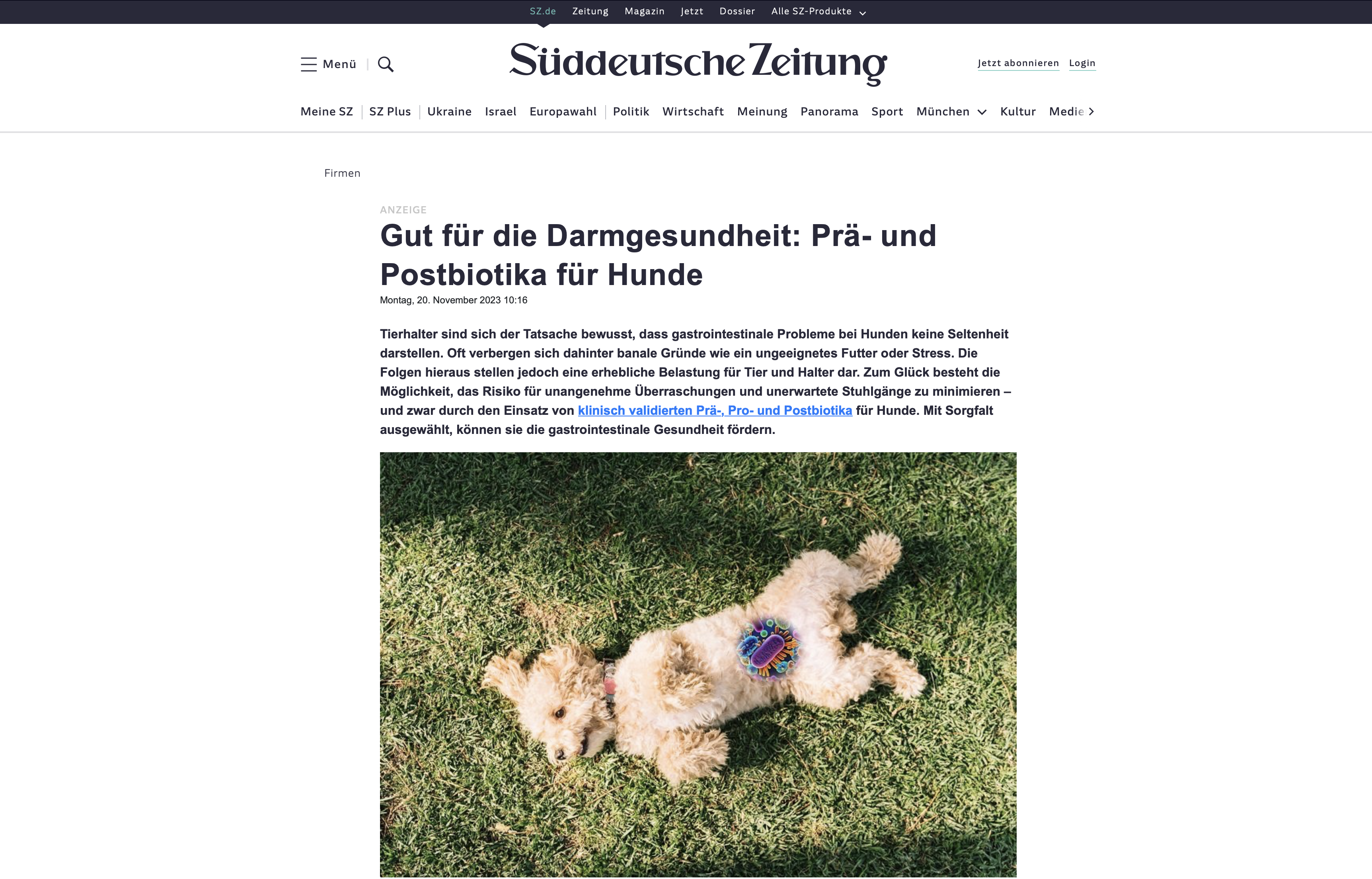 Süddeutsche Zeitung Advertorial Beispiel