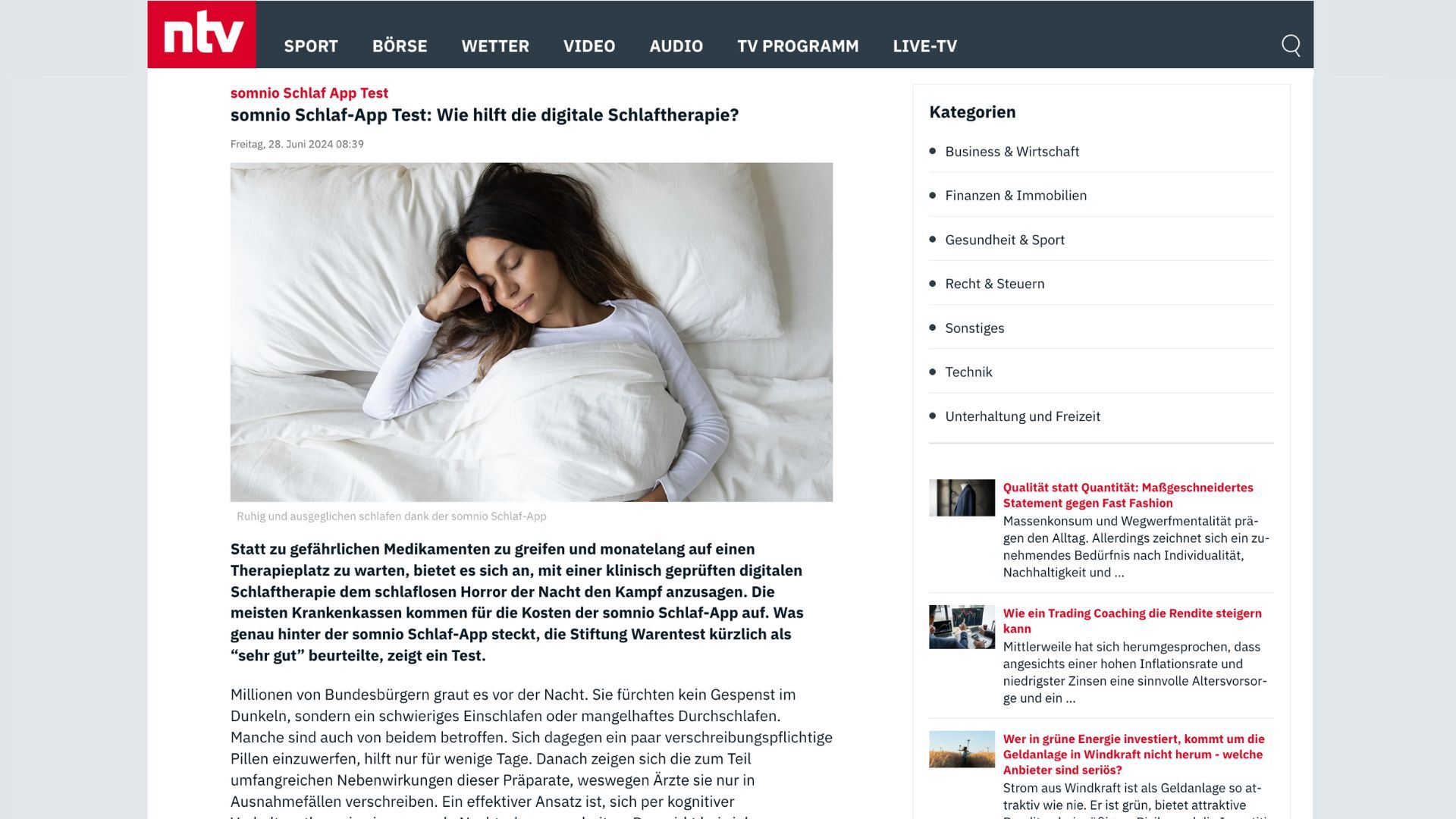 NTV Advertorial Beispiel
